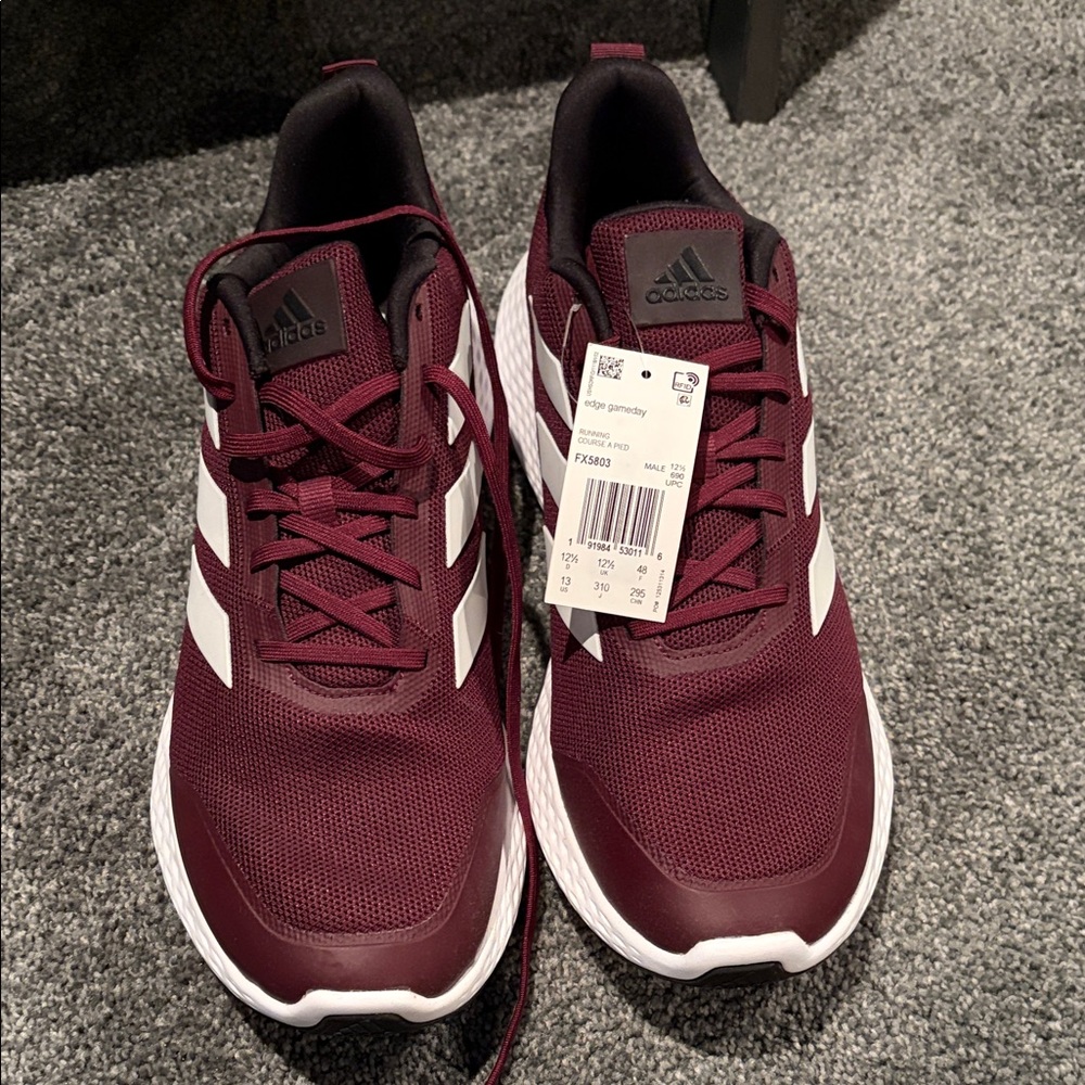 adidas Men's Burgundy Sneakers with White Three Stripes